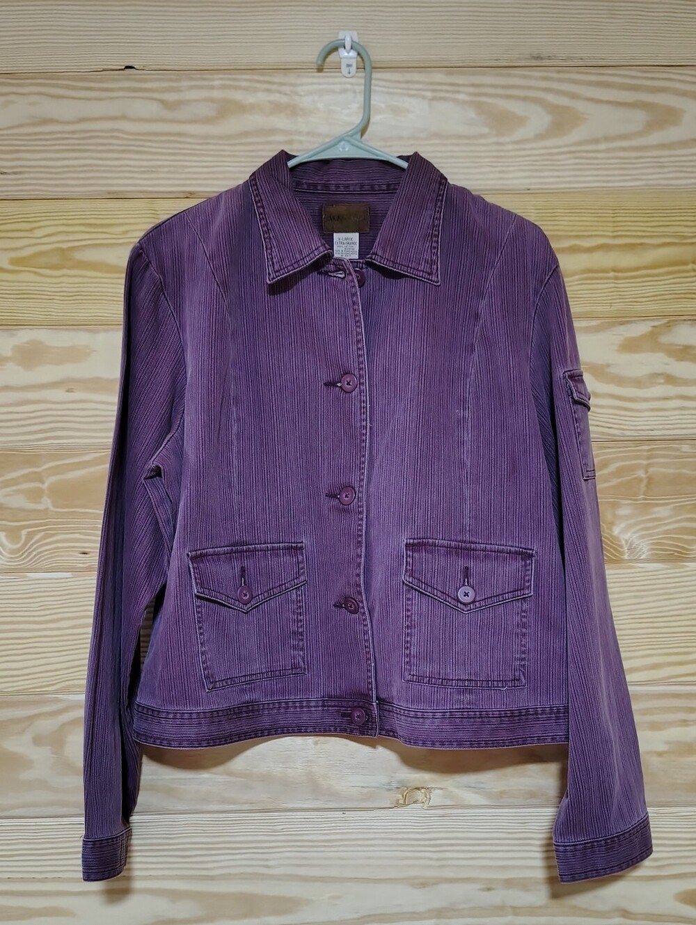 St. John's Bay Purple Jacket XL Button Front Utility Shacket Pockets Workwear